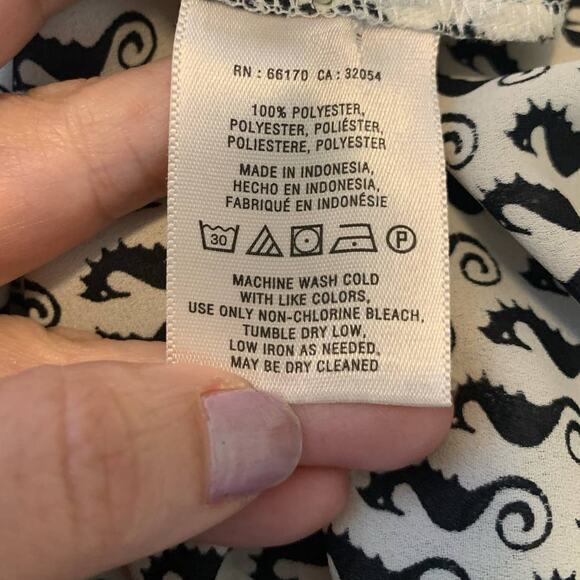 Moulinette Soeurs seahorse print button down blouse size 2 - Picture 5 of 13